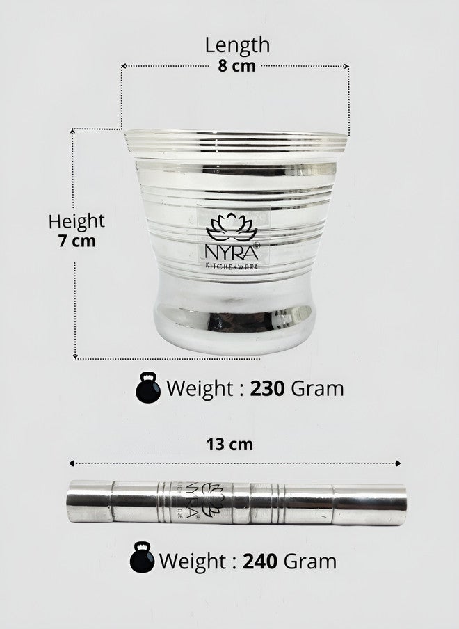 Nyra Kitchenware Silver Stainless Steel Mortar & Pestle - Image 2